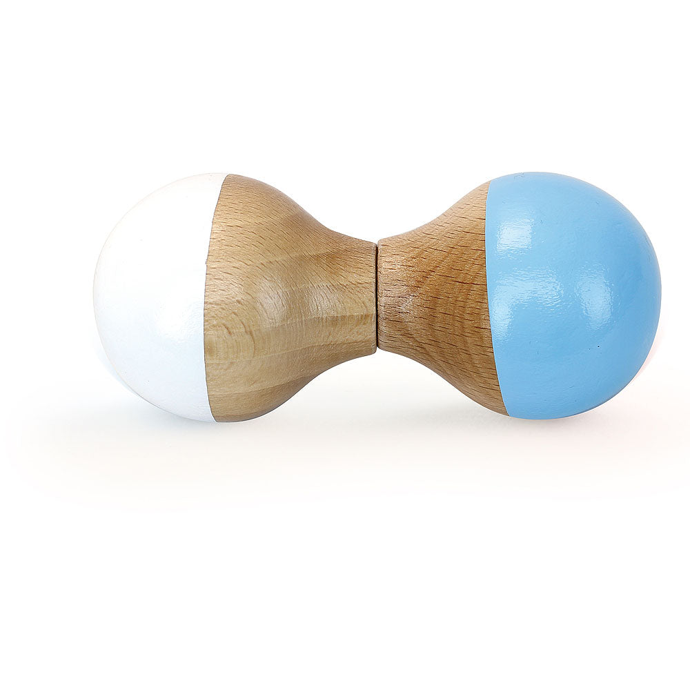 White and Blue Wooden Rattle Maraca
