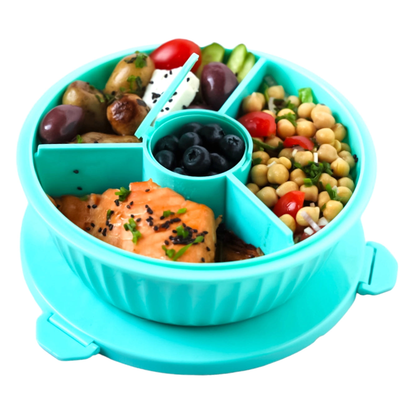 YumBox Poke Bowl with 3 Part Divider - Paradise Aqua