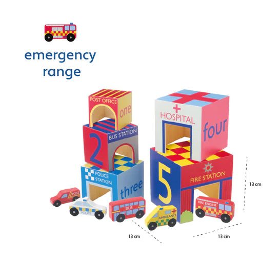 Emergency Services Wooden Stacking Cubes