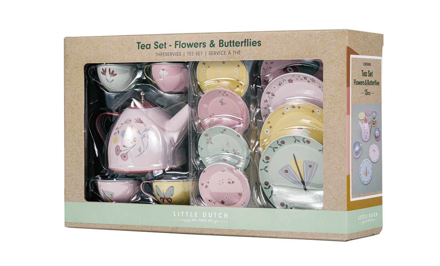 Tin Tea Set Flowers & Butterflies