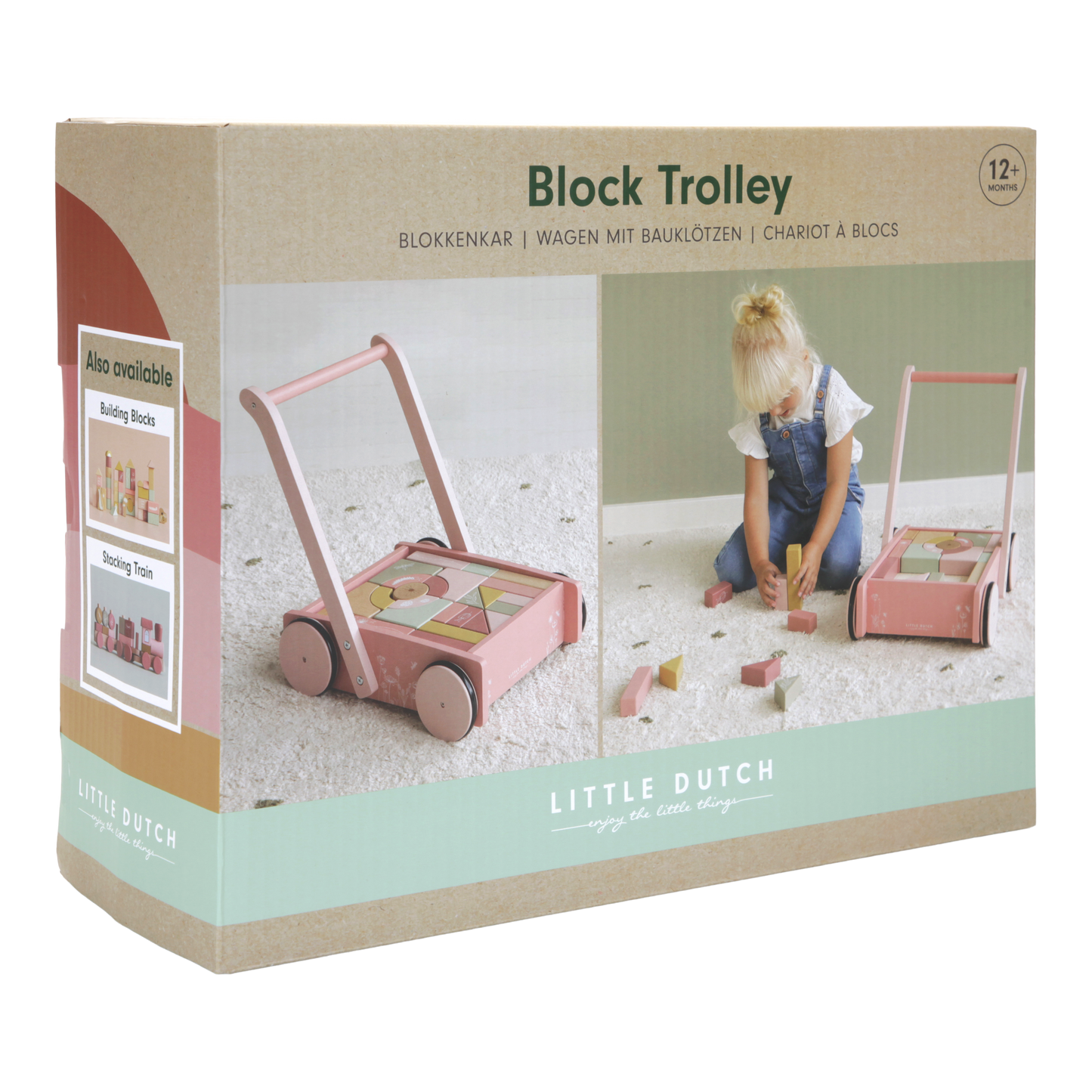 Pink Block Trolley With Flowers