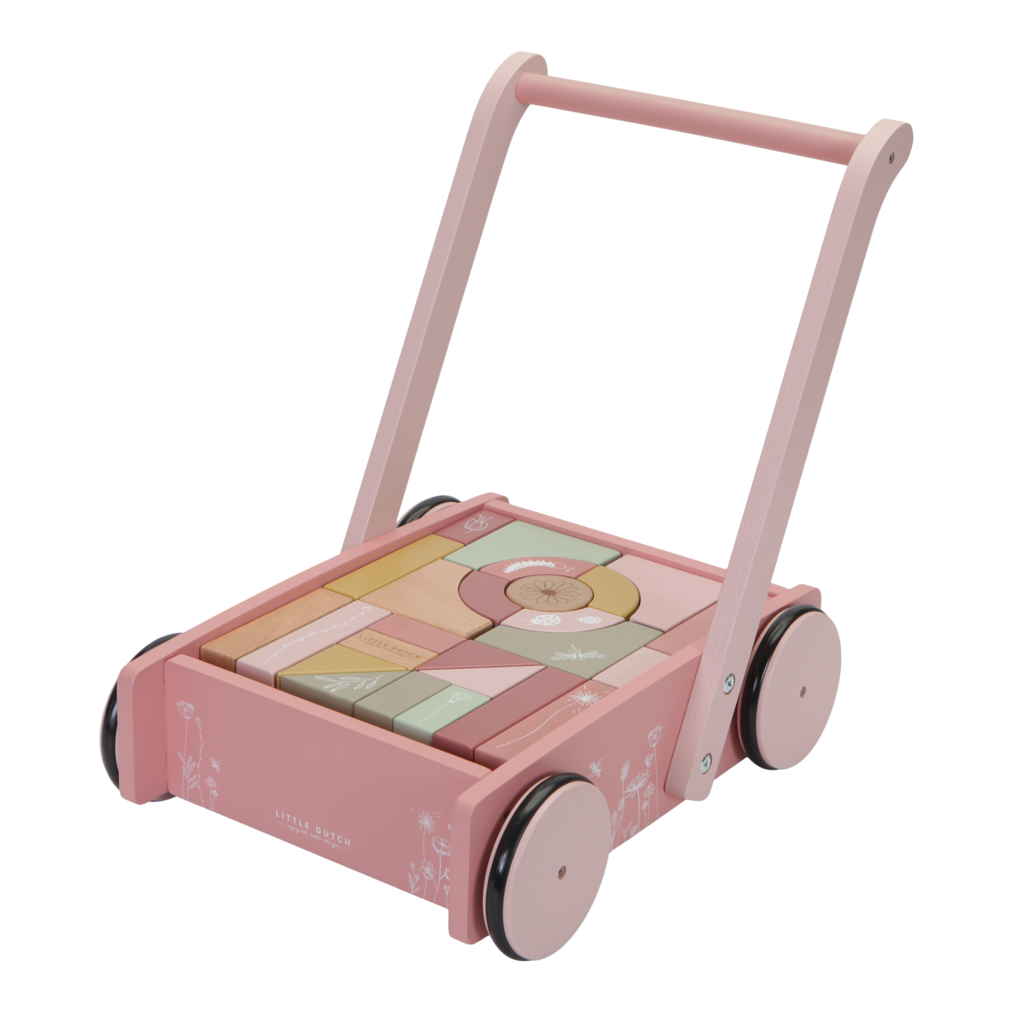 Pink Block Trolley With Flowers
